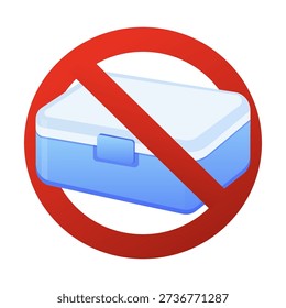 No Lunch Box Symbol. Vector Illustration.