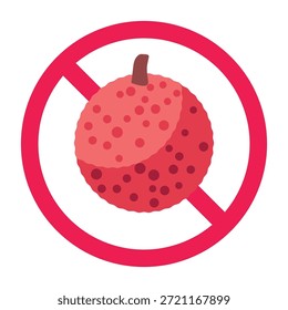 No hay signo de lichi, no coma el símbolo de lichi, signo de lichi prohibido, icono de fruta de lichi prohibido
