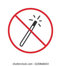 No magic wand icon. Forbidden magic wand icon. No magic vector symbol. Prohibited vector icon. Warning, caution, attention, restriction flat sign design. Do not pictogram
