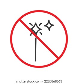 No magic wand icon. Forbidden magic wand icon. No magic vector symbol. Prohibited vector icon. Warning, caution, attention, restriction flat sign design. Do not pictogram