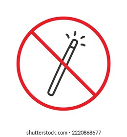 Ningún icono de varita mágica. Icono de varita mágica prohibida. Ningún símbolo de vector mágico. Icono vectorial prohibido. Advertencia, precaución, atención, restricción de diseño plano de señalización. No hacer pictograma