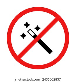 No Magic Wand Sign on White Background