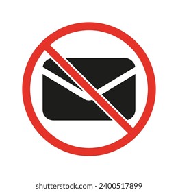 No hay icono de correo. Sin correo. Prohibición de correo basura. Sin spam. Ilustración vectorial. EPS 10.