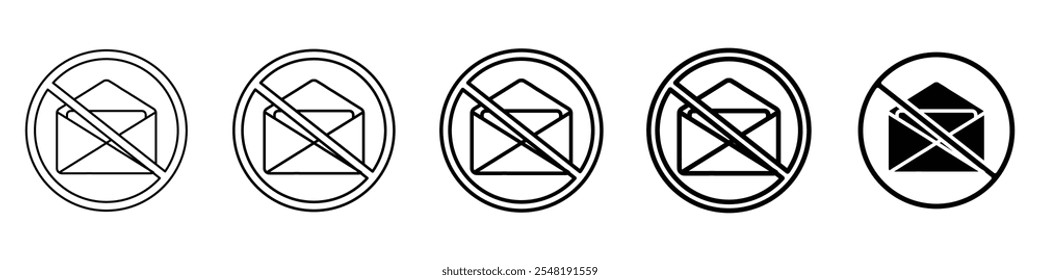 no mail icon Simple thin line logo set