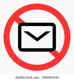 No mail icon. No spam. No mailing. Spam ban. Vector icon.