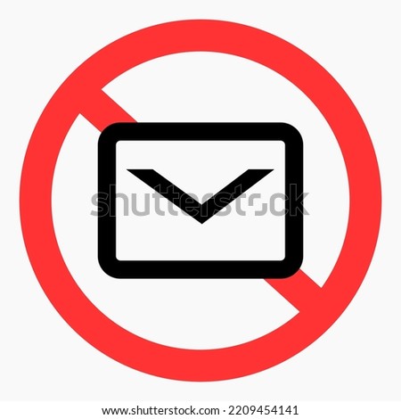 No mail icon. No spam. No mailing. Spam ban. Vector icon.