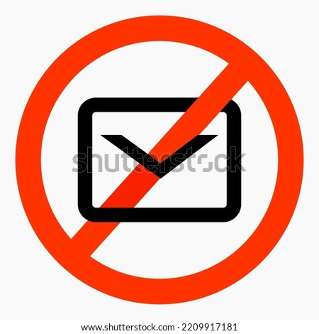 No mail icon. No spam. No mailing. Spam ban. Vector icon.