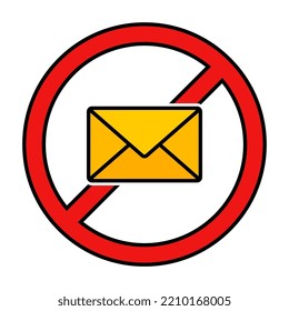 No Mail Sign On White Background