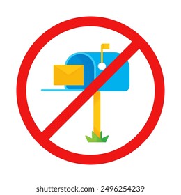 No Mail Sign on White Background