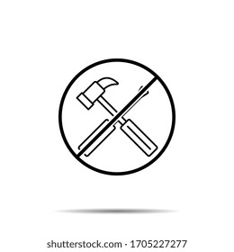 No maintenance, constriction tools icon. Simple thin line, outline vector of real estate ban, prohibition, embargo, interdict, forbiddance icons for ui and ux, website or mobile