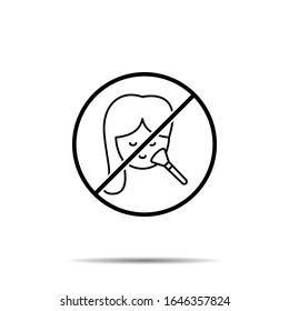 Sin maquillaje, cara, icono de chica. Línea delgada simple, contorno vectorial de la prohibición de belleza, prohibición, iconos de prohibición para ui y ux, sitio web o aplicación móvil