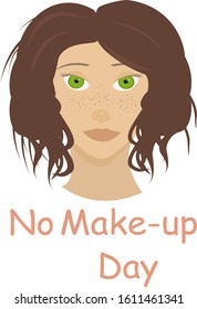 no make-up woman vector. full face