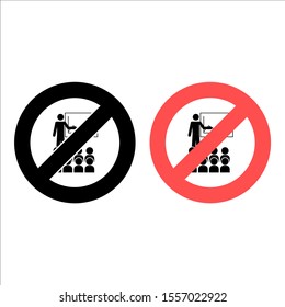 No the man explains to the audience icon. Simple glyph, flat vector of people ban, prohibition, embargo, interdict, forbiddance icons for ui and ux, website or mobile application