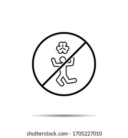 No man, shamrock icon. Simple thin line, outline vector of saint patricks day ban, prohibition, embargo, interdict, forbiddance icons for ui and ux, website or mobile application