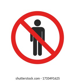 Ningún signo de hombre, ilustración de imágenes de arte vector, concepto prohibido de círculo rojo, aislado en fondo blanco