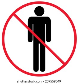 No man sign, vector art image illustration, red circle forbidden concept, solated on white background