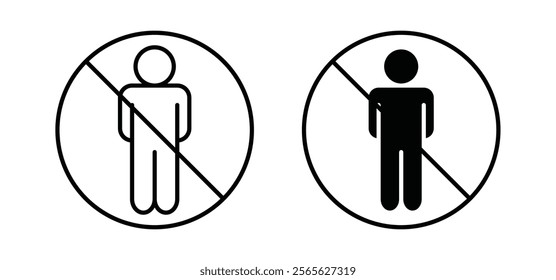 No man sign vector in black and red colors