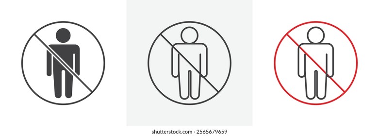No man sign vector in black and colored versions