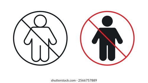 No man signs in black outline, solid and colored style