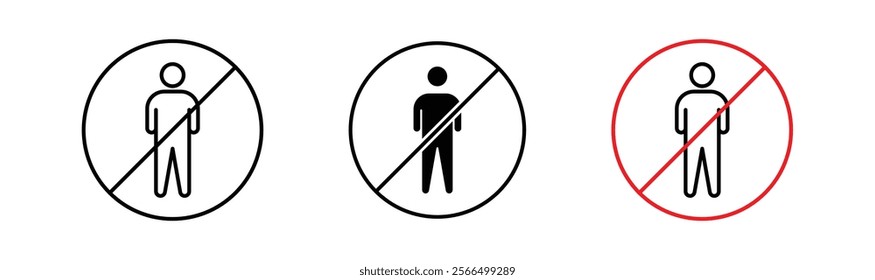 No man signs flat and linear vector illustration on white background.