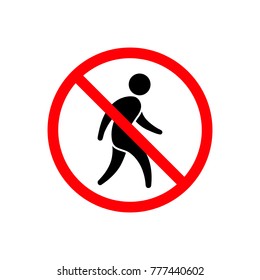 No man walking icon. No entry sign. Vector isolated sign.