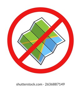 No Map Sign on White Background
