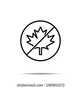 No maple leaf icon. Simple thin line, outline vector of web ban, prohibition, embargo, interdict, forbiddance icons for ui and ux, website or mobile application