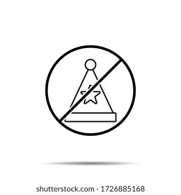 No mardi gras, hat icon. Simple thin line, outline vector of mardi gras ban, prohibition, embargo, interdict, forbiddance icons for ui and ux, website or mobile application