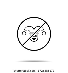 No mardi gras, joker icon. Simple thin line, outline vector of mardi gras ban, prohibition, embargo, interdict, forbiddance icons for ui and ux, website or mobile application