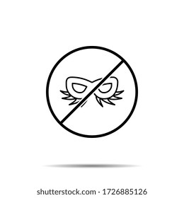 No mardi gras, mask icon. Simple thin line, outline vector of mardi gras ban, prohibition, embargo, interdict, forbiddance icons for ui and ux, website or mobile application