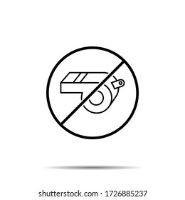 No mardi gras, whistle icon. Simple thin line, outline vector of mardi gras ban, prohibition, embargo, interdict, forbiddance icons for ui and ux, website or mobile application