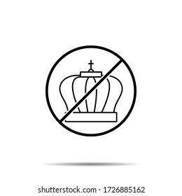 No mardi gras,crown icon. Simple thin line, outline vector of mardi gras ban, prohibition, embargo, interdict, forbiddance icons for ui and ux, website or mobile application