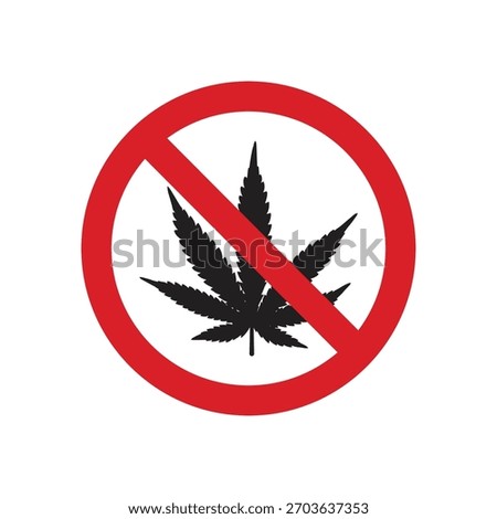 No marijuana allowed sign with red prohibition circle, Prohibited drugs template vector