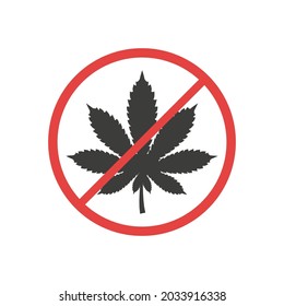 No hay marihuana. Señal permitida. Ilustración vectorial.