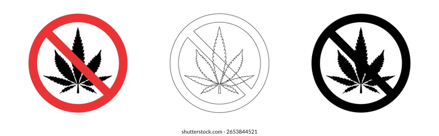 Sem maconha permitido Sinal de proibição universal em formato vetorial