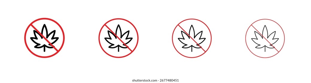 Sem símbolo de sinal de maconha. Ilustração isolada de vetor.