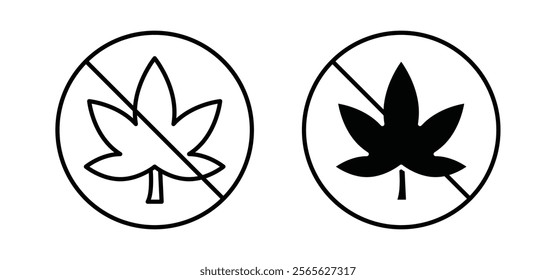 No Marijuana sign vector in black and red colors