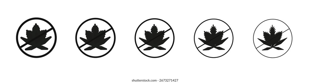 No hay signo de marihuana Vector esquema conjunto ilustración signo