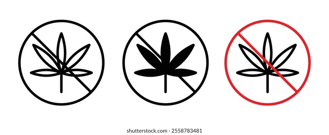 No Marijuana sign vector set