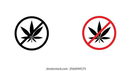 No Marijuana signs. vector signs set