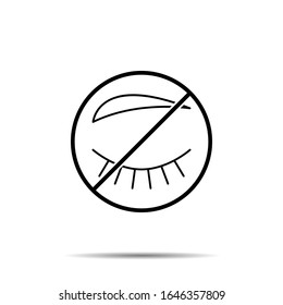 Keine Mascara, Augensymbol. Einfache dünne Linie, Vektorillustration des Beauty-Verbots, Verbot von Icons für i und ux, Website oder mobile Applikationen