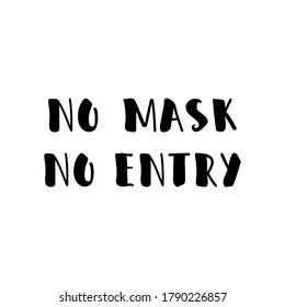 No mask no entry. Coronavirus lettering and Design elements. Ink illustration. Modern brush calligraphy Isolated on white background