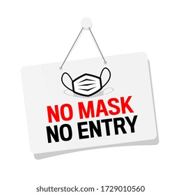 No Mask No Entry On Door Sign Hanging