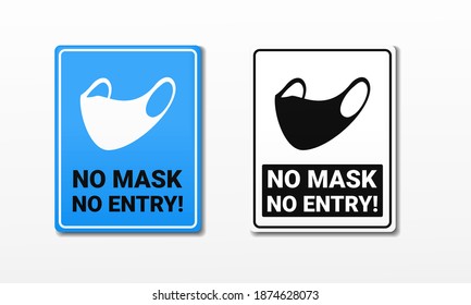 No mask no entry sign. Face mask required. Wearing mask beyond this point or area. Illustration vector