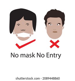 No mask no entry vector minimalist illustration