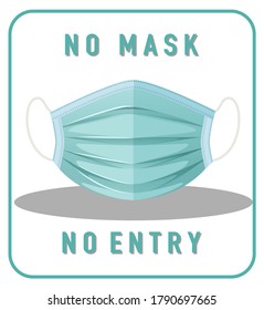 No mask no entry warning sign with mask object illustration