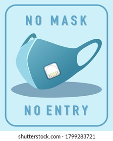 No mask no entry warning sign with mask object illustration