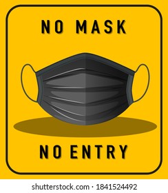 No mask no entry warning sign with mask object illustration