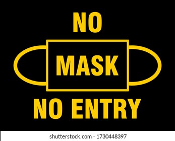 No Mask No Entry or Wear a Face Mask Icon. Vector Image.