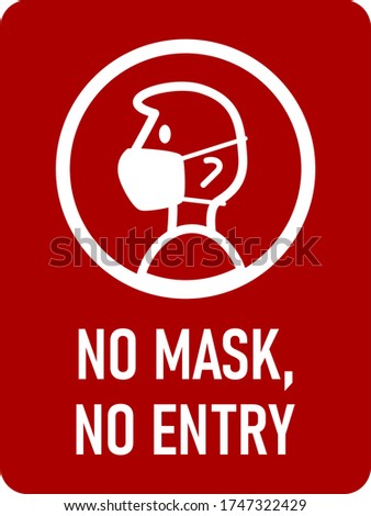 No Mask No Entry or Wear a Face Mask Vertical Instruction Icon with an Aspect Ratio of 3:4 and Rounded Corners. Vector Image.